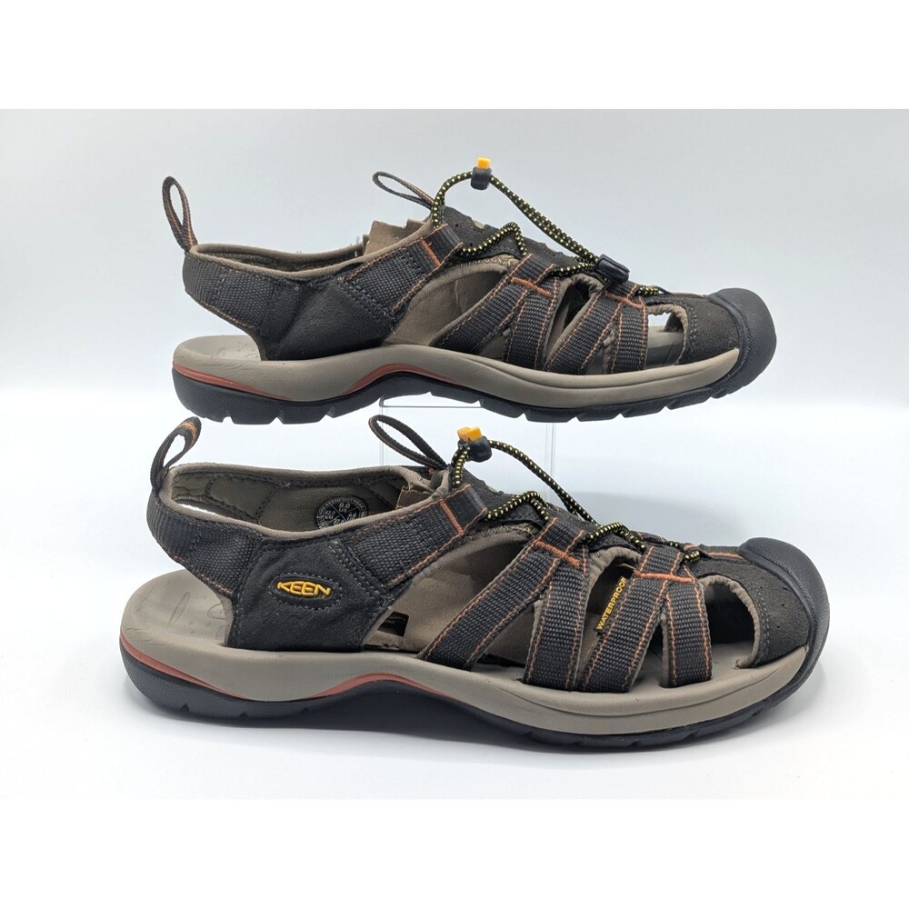 Keen Kayon Sandals Men 9 Brown Black Slide-In Waterproof Hiking Outdoor Sport